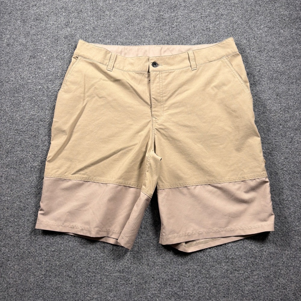 The North Face Hiking Shorts Wandur Womens 12 Tan Khaki Colorblock Ripstop